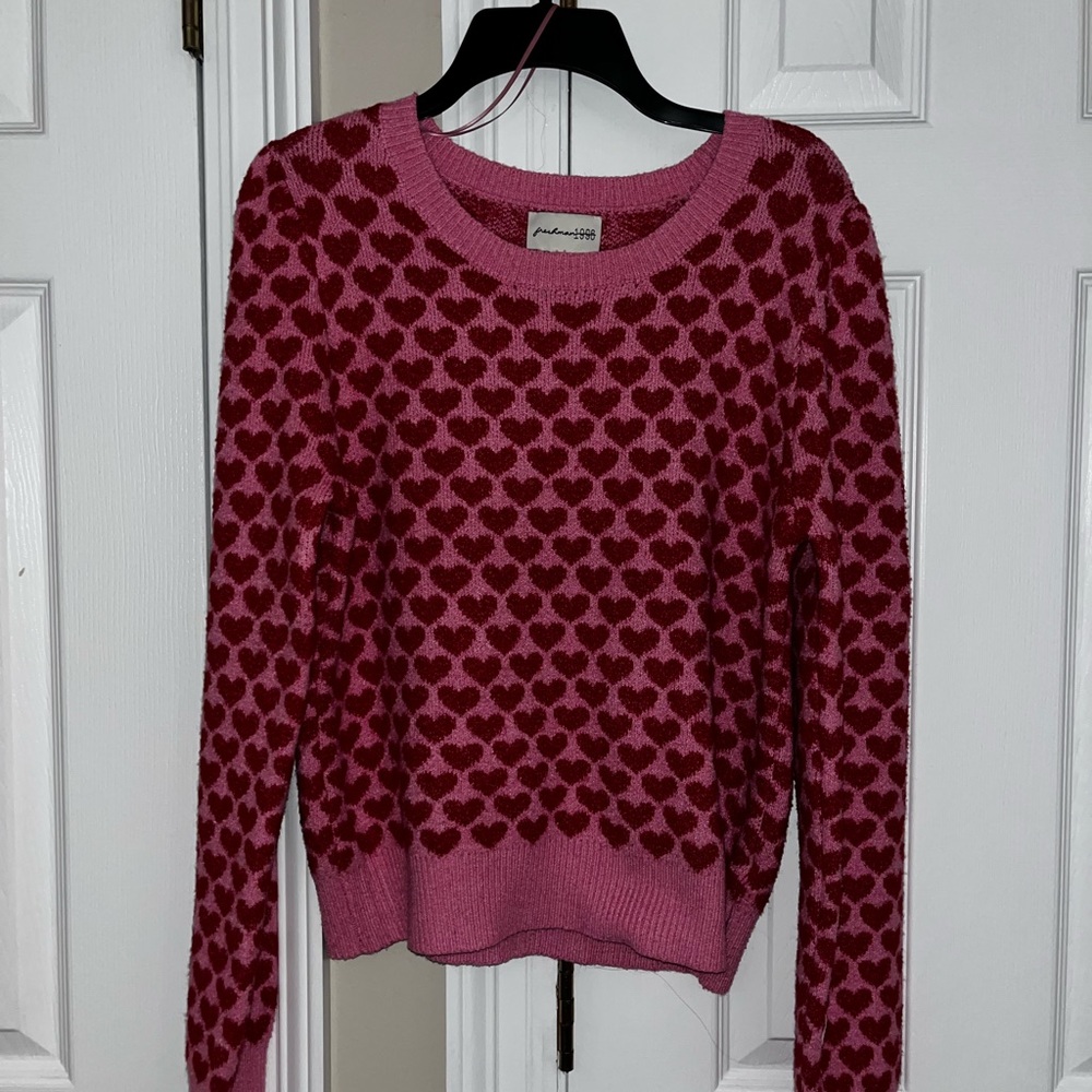 Freshman Pink and Red Heart Sweater